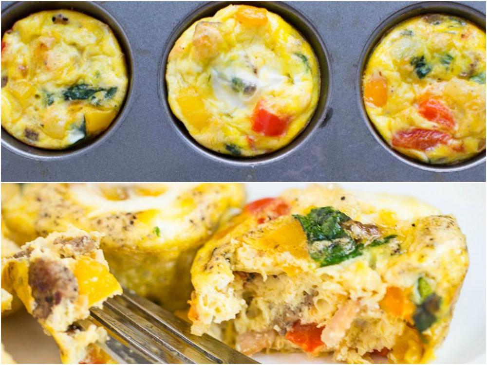 Мини фритати с цветни зеленчуци в силиконова тава