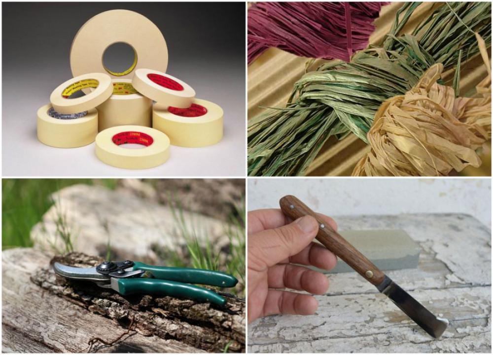 Необходими инструменти за присаждане на дръвче от пъпка