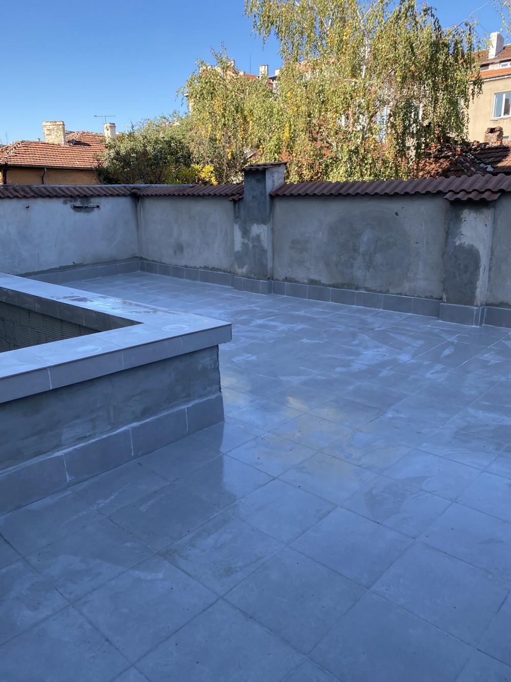 Битумна хидроизолация и лепене на плочки на тераса София ул.Цар Симеон