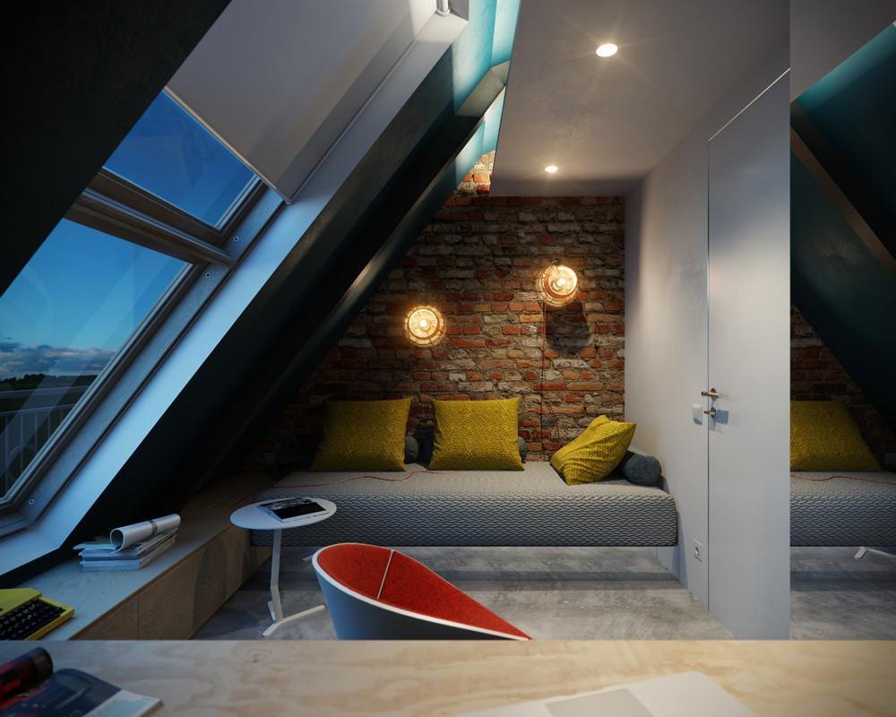 Под и таван в таванско помещение в стил лофт