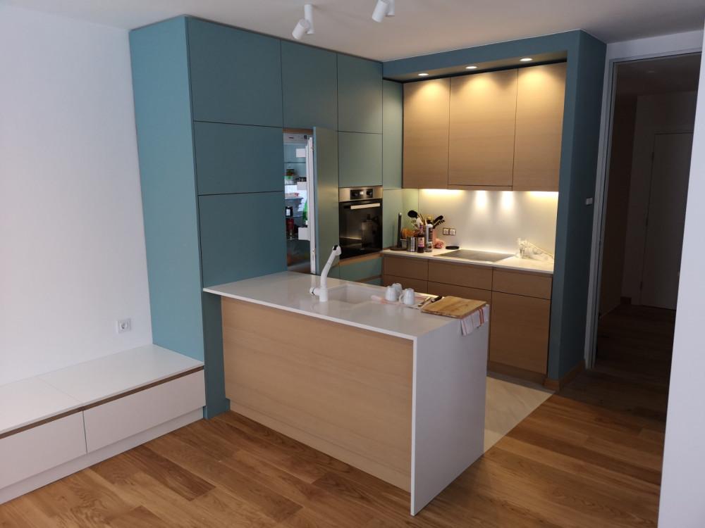 Кухня комбинация от лакиран и фурнирован MDF _15