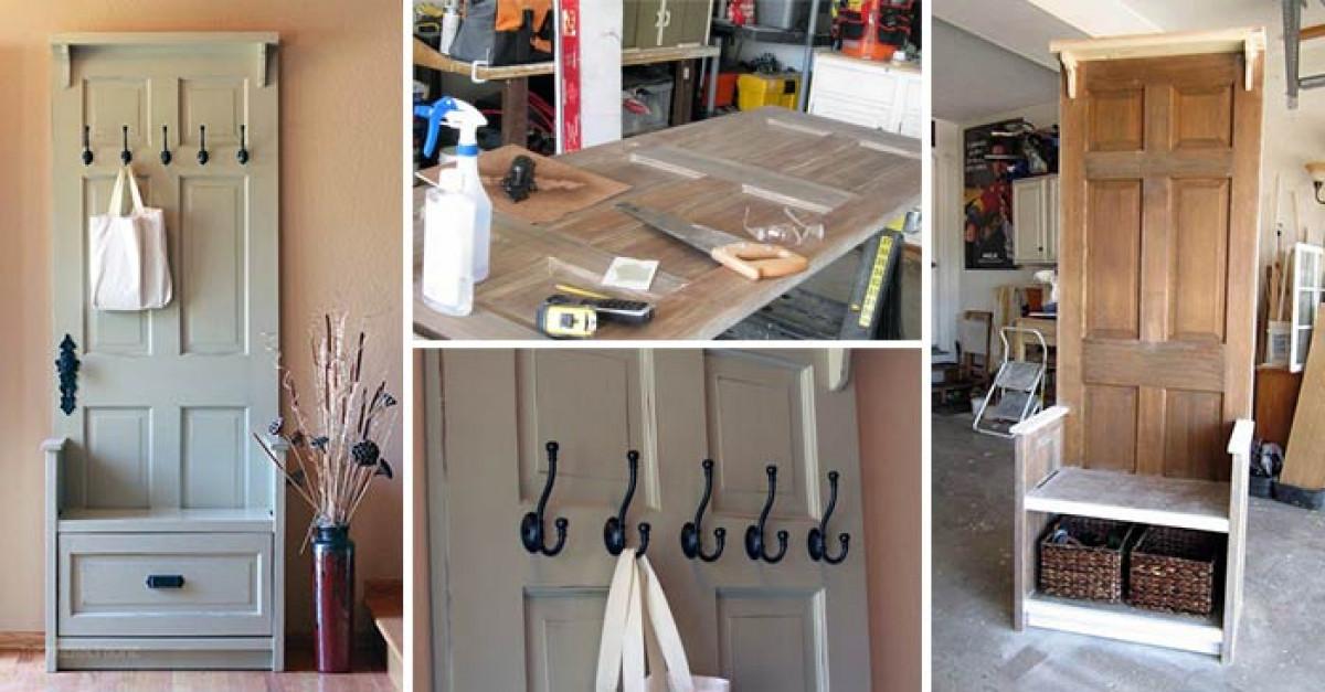 Закачалка за антре от стара дървена врата