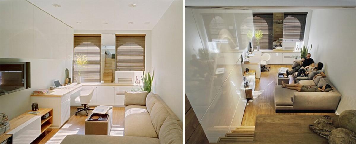 Умен минимализъм - офис и дневна в едно