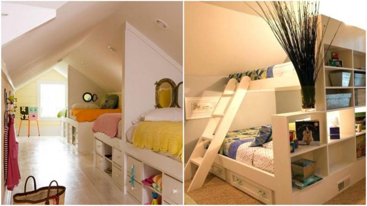 И таванската стая събира три легла