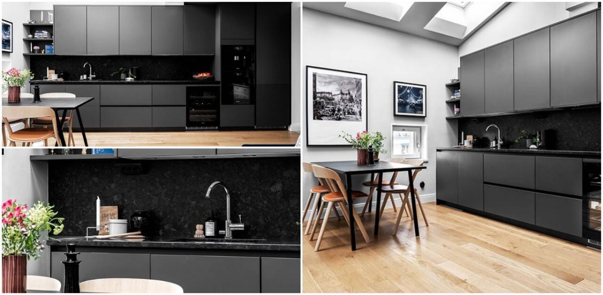 Модерна кухня в матово черно