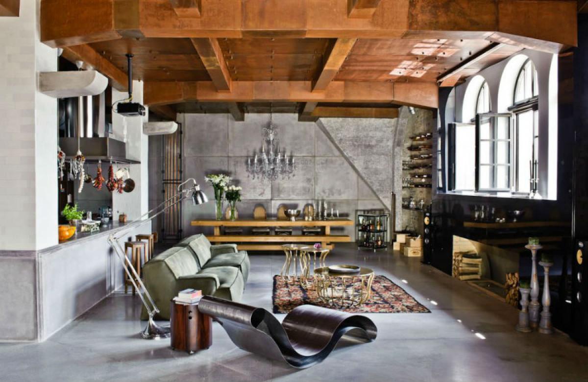 Модерен кухненски кът насред старинна атмосфера