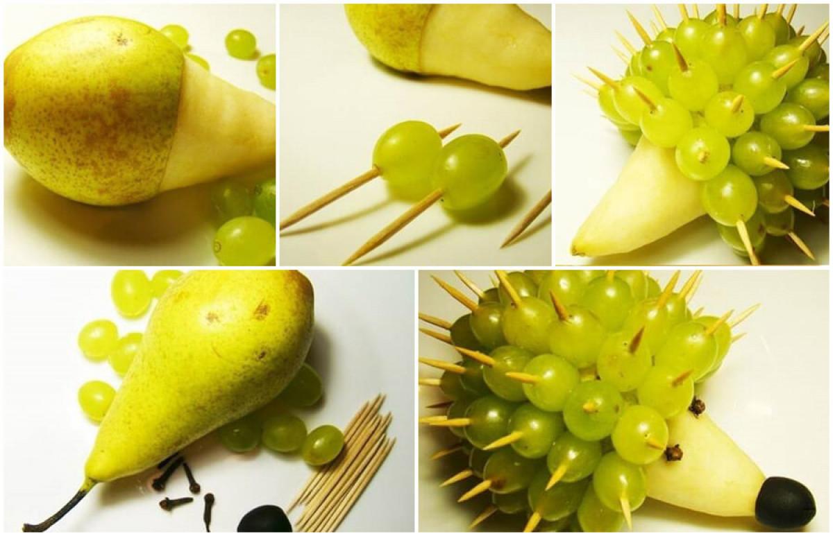 Това симпатично таралежче е сътворено от круша и грозде