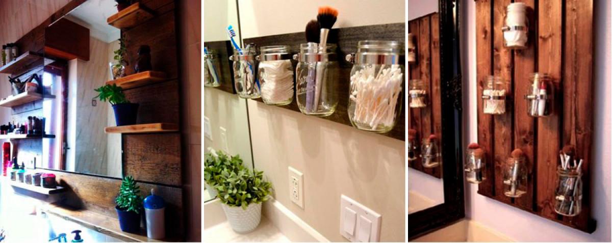 Стилни рафтове около огледалото