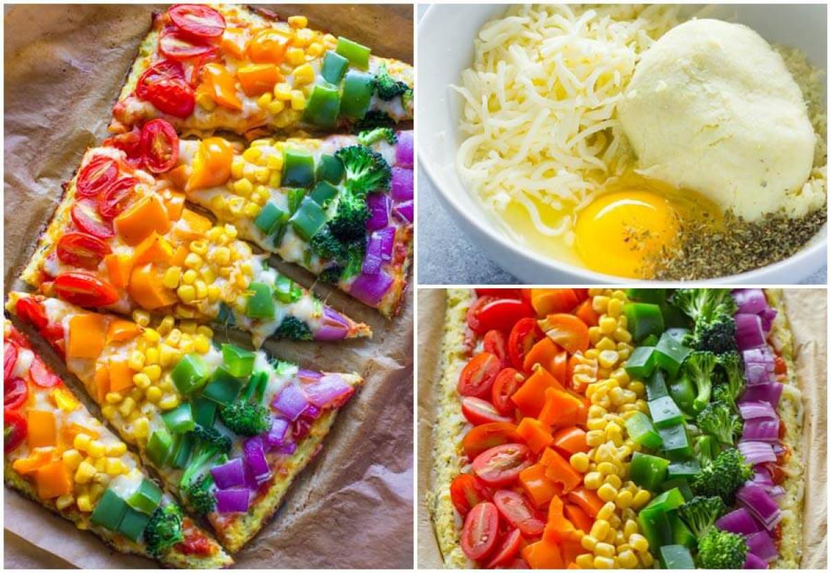 Цветна и оригинална пица с пресни зеленчуци