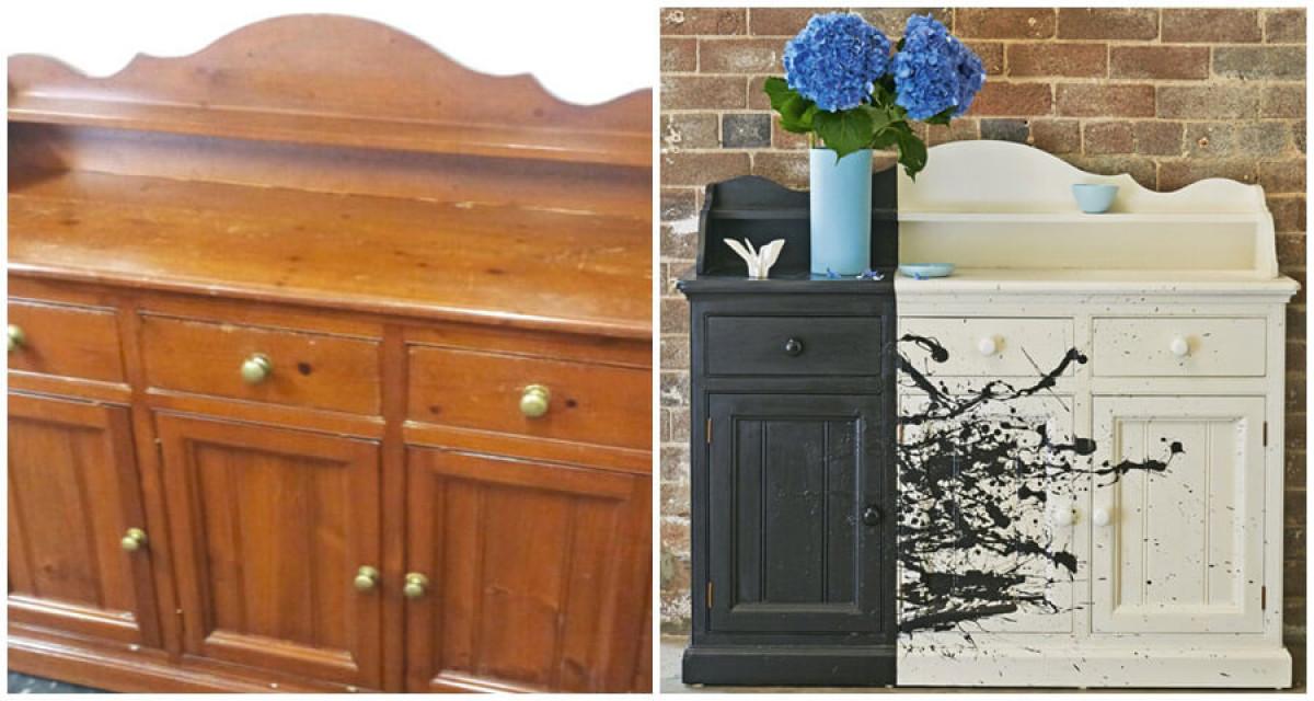 Разлейте цветна боя по старите мебели