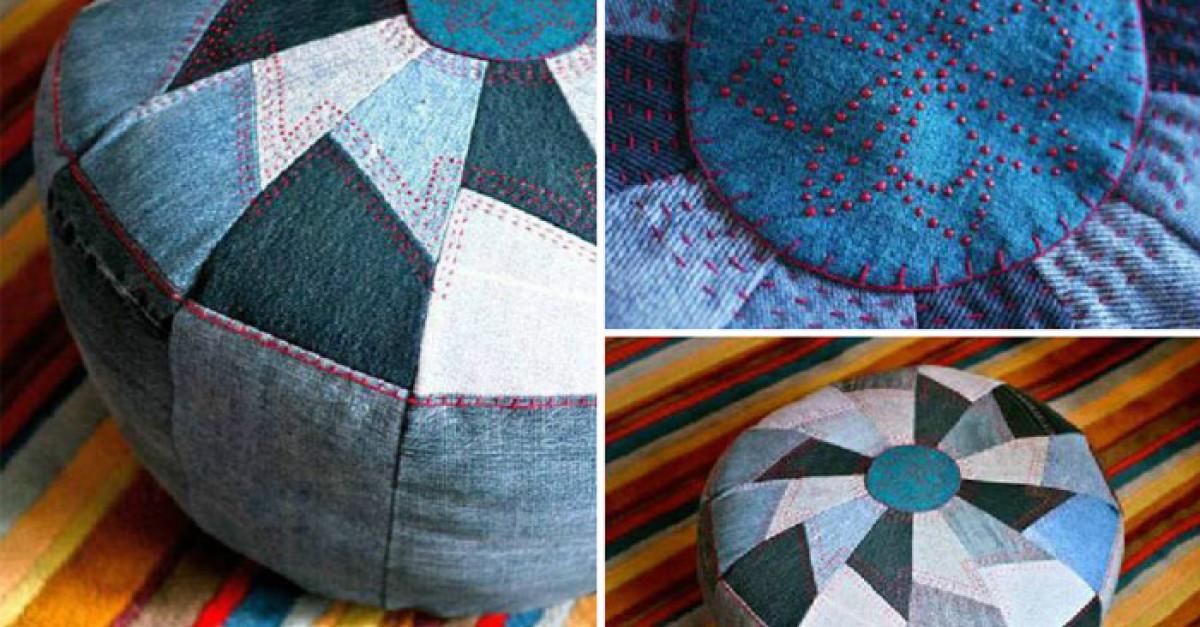 Направи си сам пуф от стари дънки