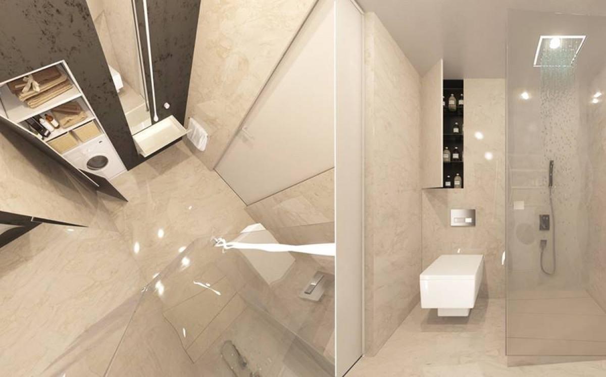 Семпла баня с минималистичен, но лъскав дизайн