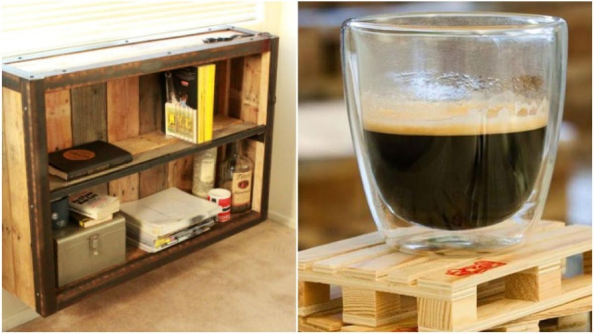 Етажерка и подложка от палети за офиса