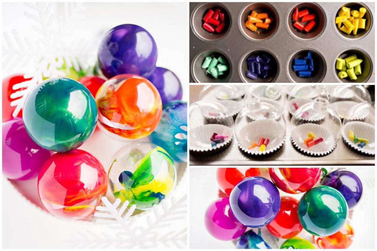 Разтопените пастели придават уникални багри на стъклените коледни играчки