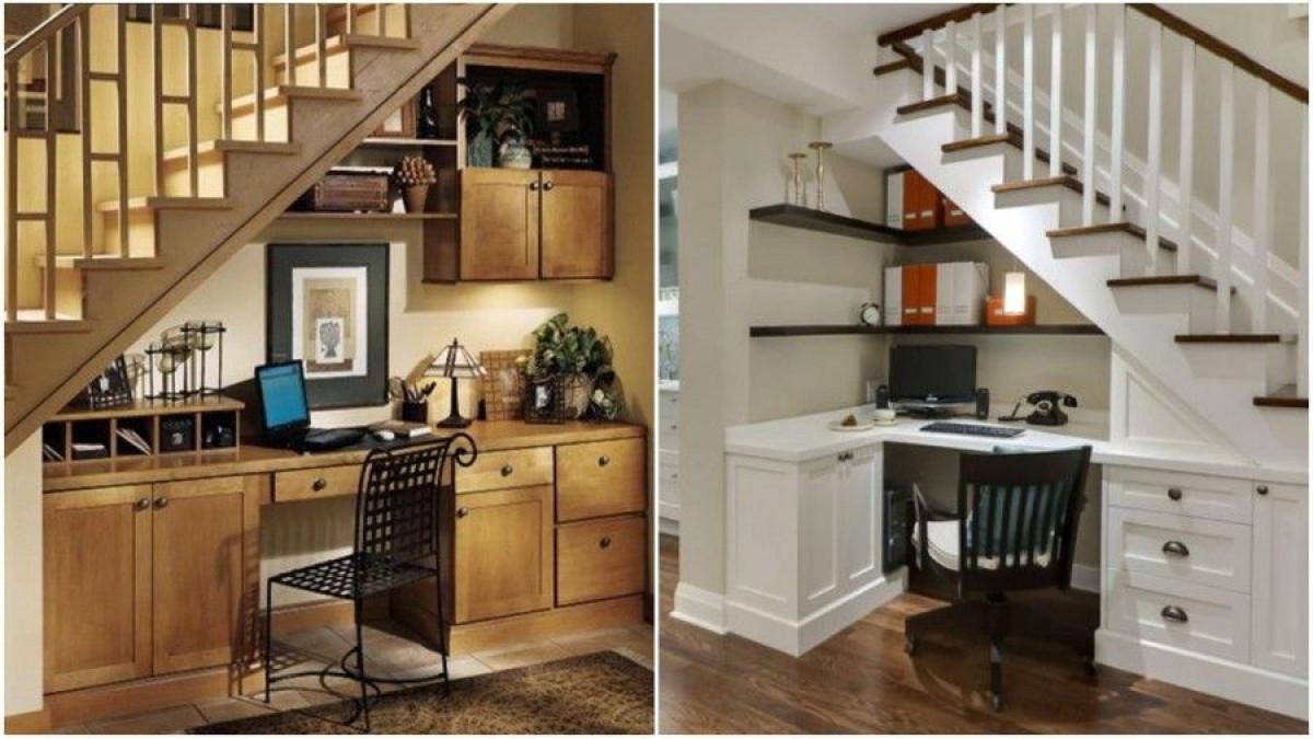 Изградете работен кът под стълбите
