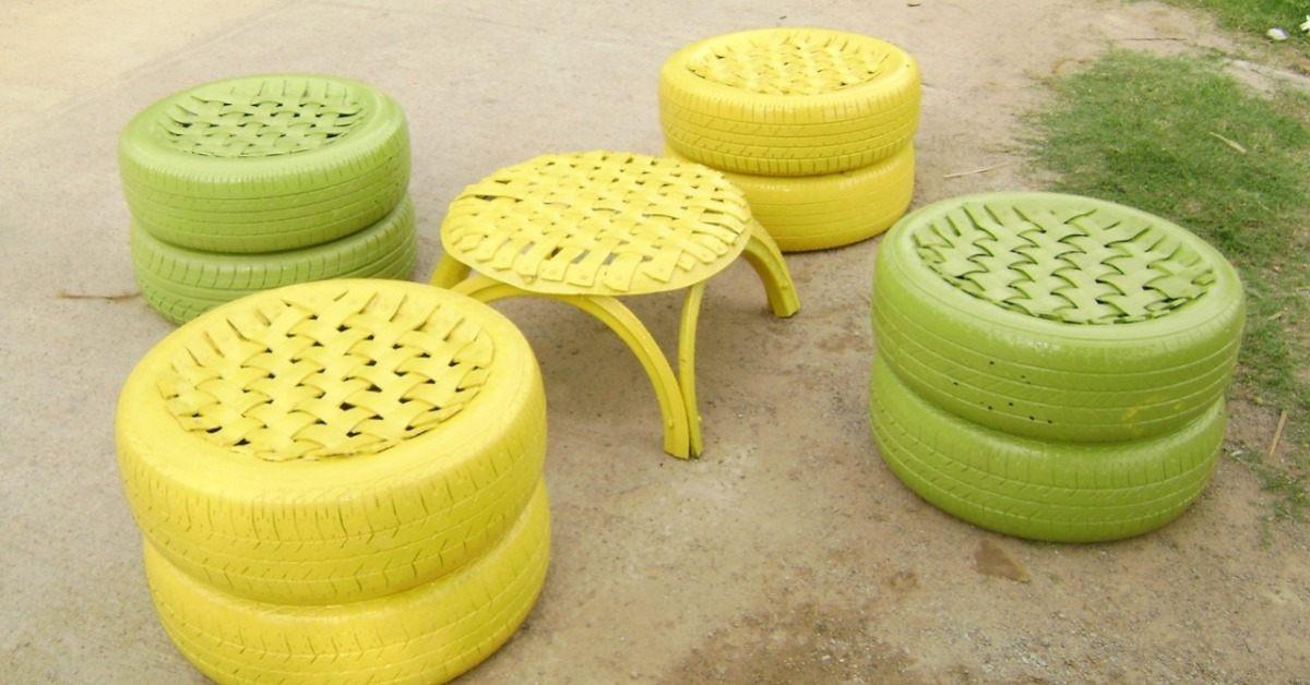 Старите гуми се превръщат в удобни табуретки!