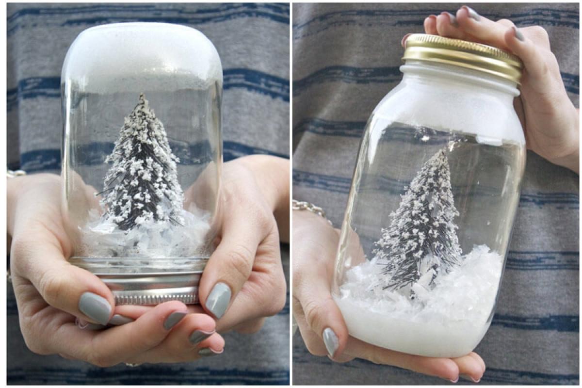 Направете кристална снежна топка от стар буркан