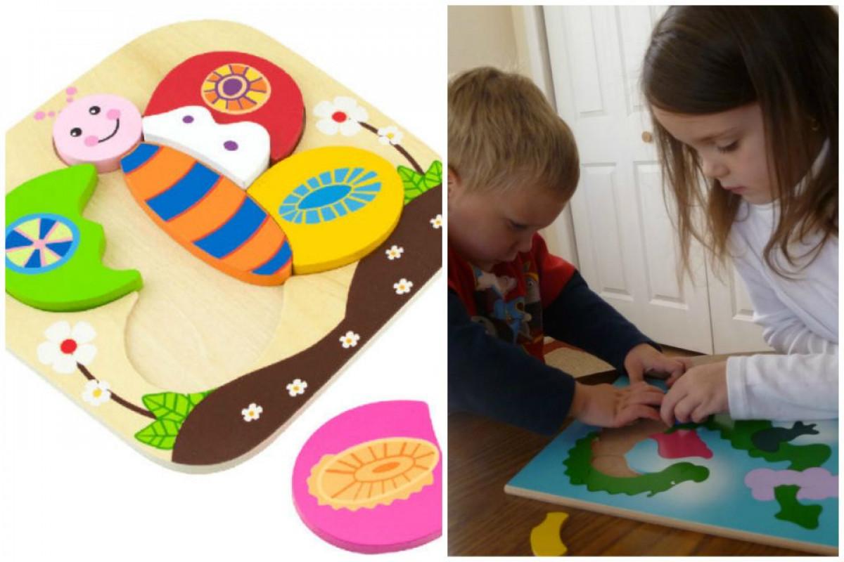 Цветен пъзел с дървени части