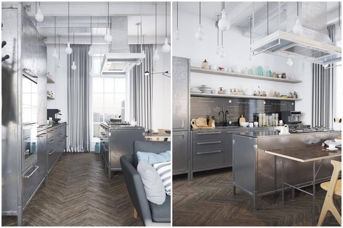 Сива, но стилна кухня. Магията на индустриалния стил!