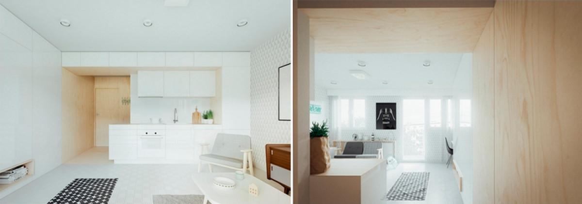 Кухня в студио от 20 квадрата