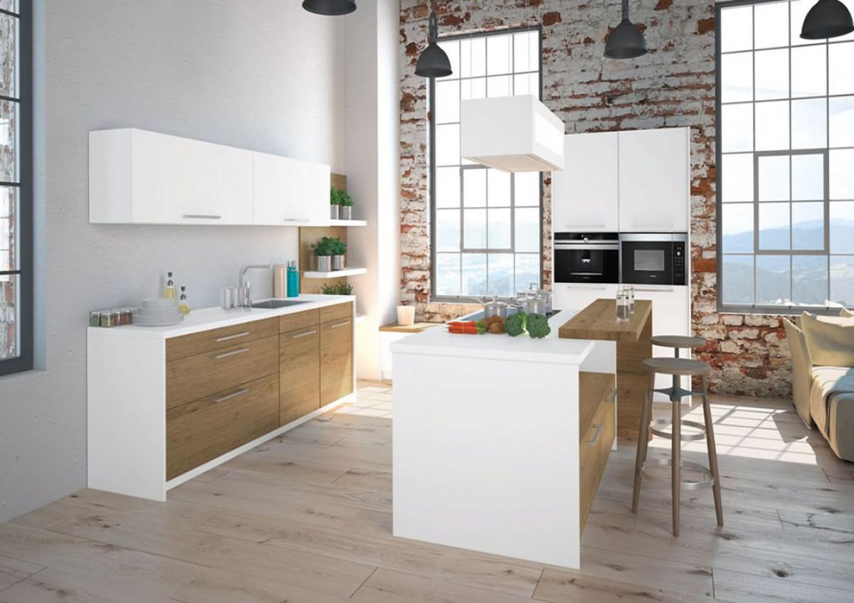 Кухня с остров - биколор