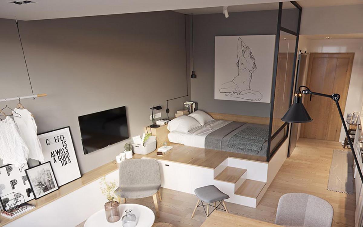 Спалня, повдигната на по-високо ниво