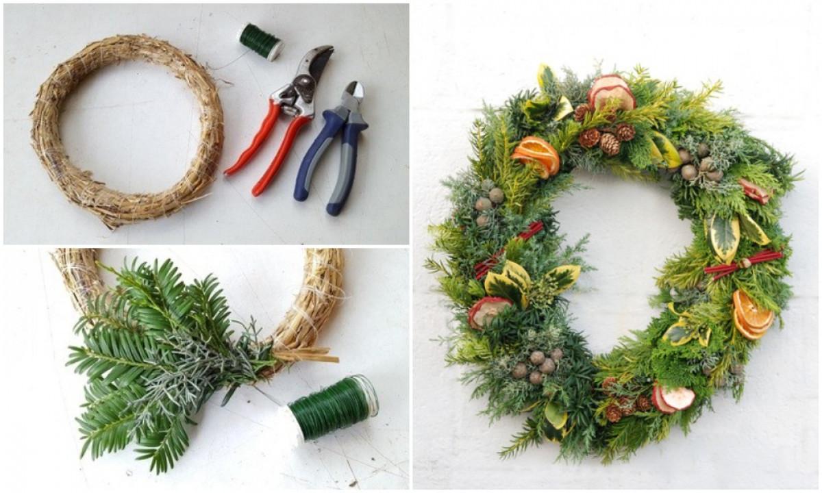 Коледен венец – изцяло от естествени материали