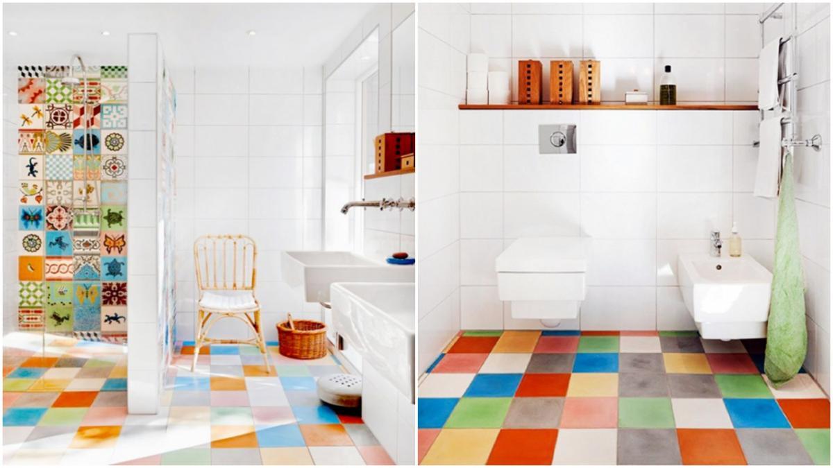 Разноцветен под в банята