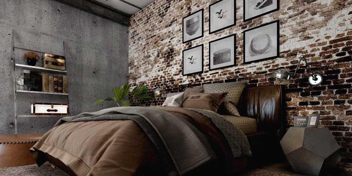 Спалня от бетон и голи тухли