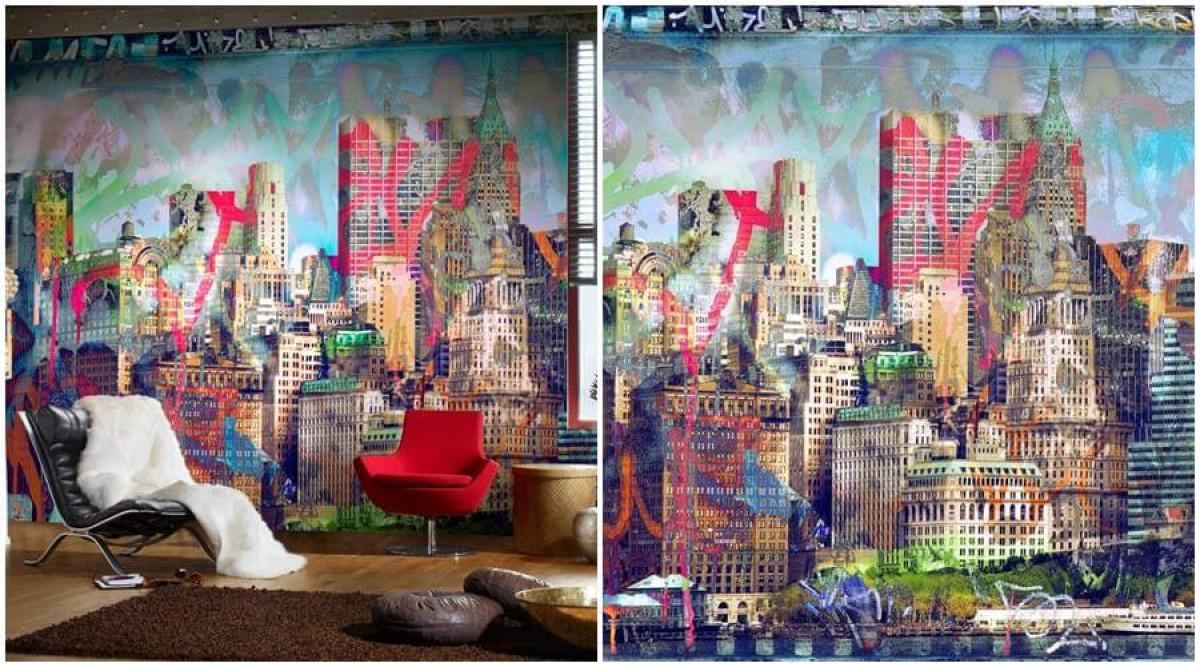 Поставянето на графити не е удачно за компактната дневна