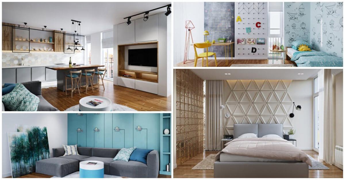 Страхотно жилище в 84 кв.м., срещнало съвременния стил и ефектните сини нюанси