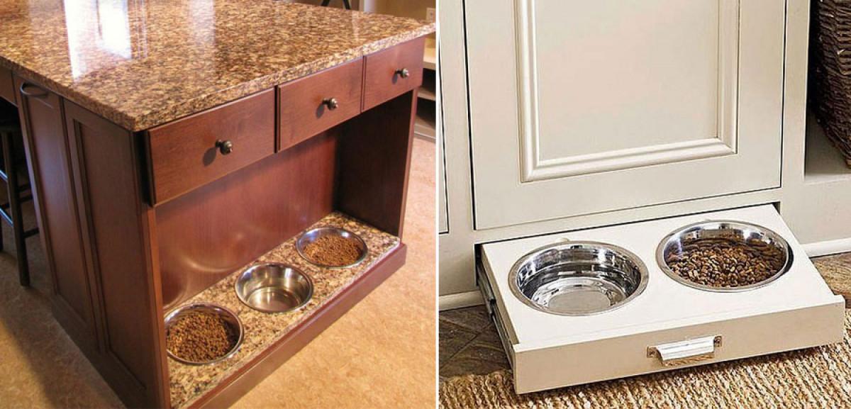 Вградете "трапезарията" на домашния любимец към мебелите