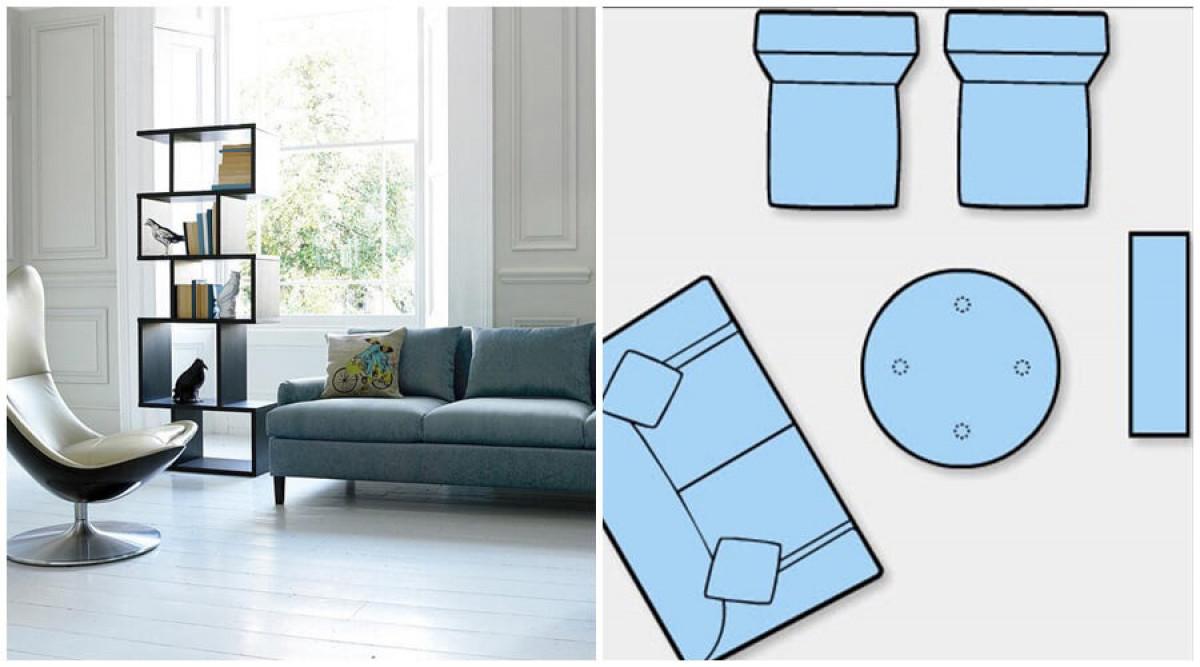 Асиметрично разполагане на мебелите в големия хол