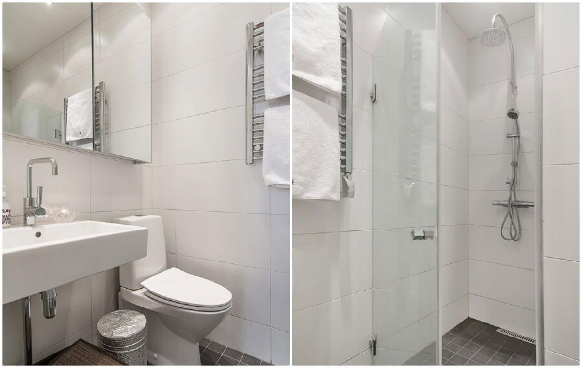 Банята е семпла, но хитро обзаведена