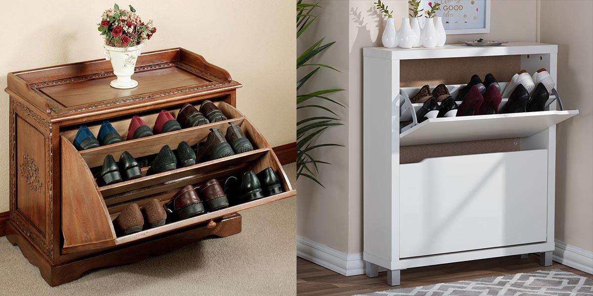 Шкаф за обувки с падащи рафтове