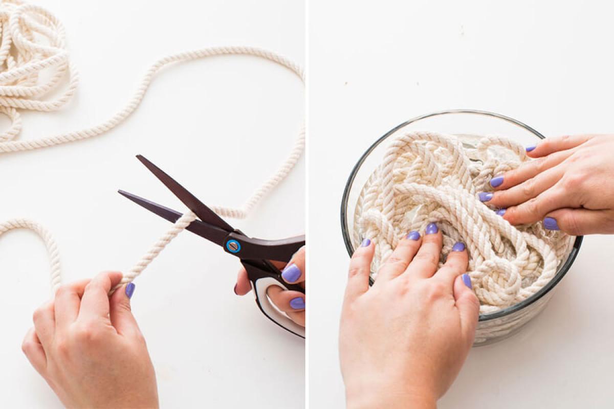 Предварително накиснете въжето в купа с вода