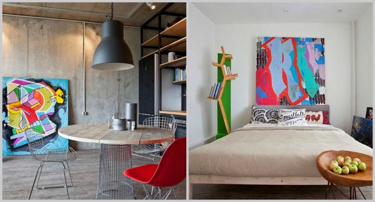 47 кв.м. в Москва ни запознават с индустриалния стил в пълния му блясък