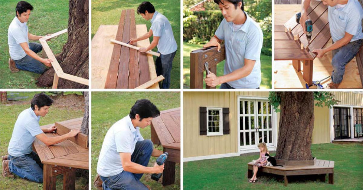 Направете си градинска пейка около дърво