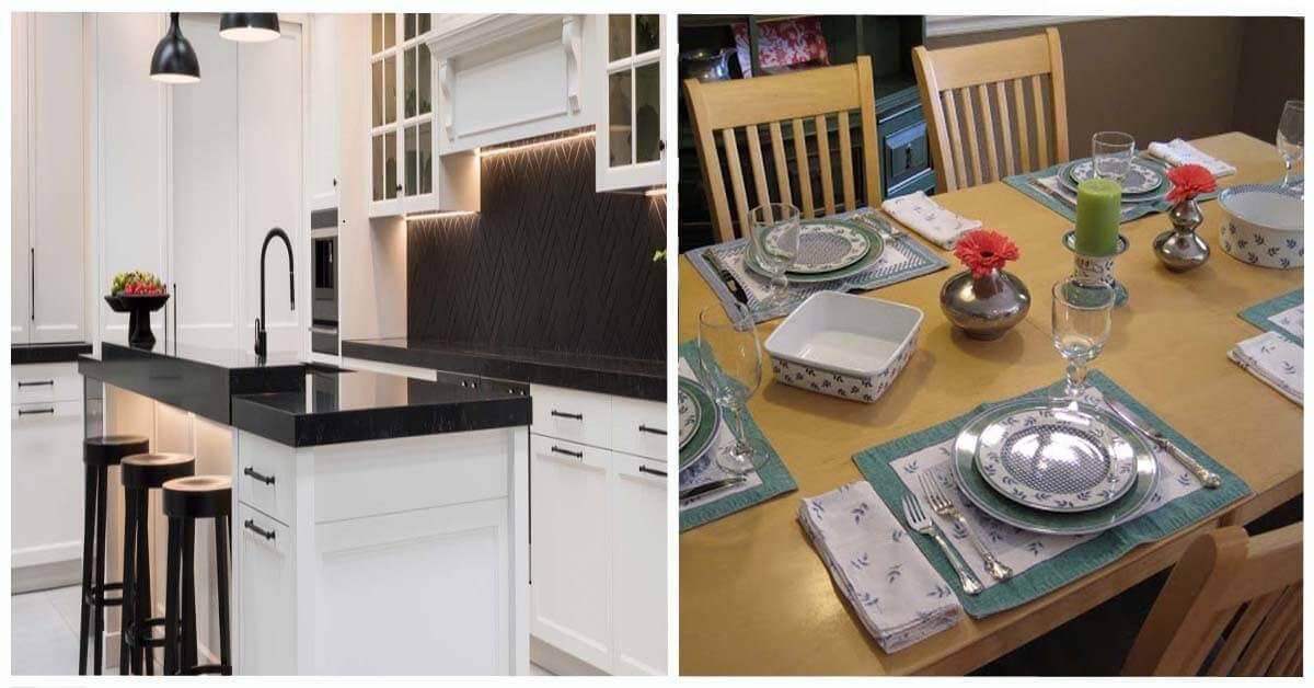 Дръжките на уредите и шкафовете в кухнята и подложките за хранене