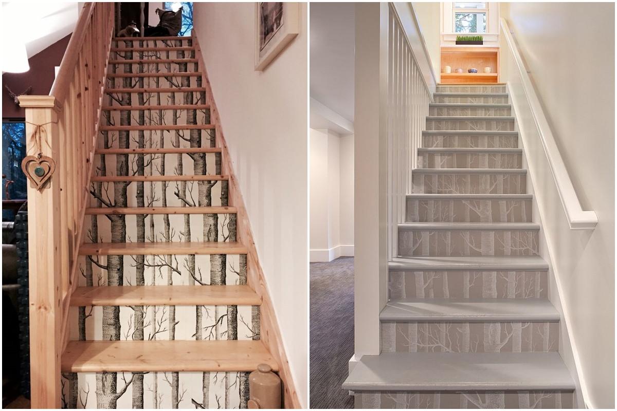 Стълбище с декорация от тапет