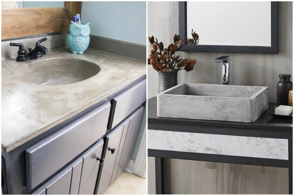 Покрийте мивката с бетон