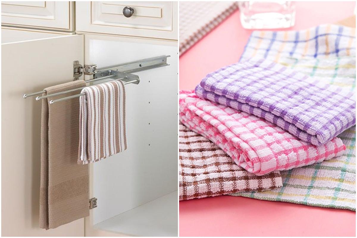 Бар за кърпи във вътрешната стена на кухненския шкаф