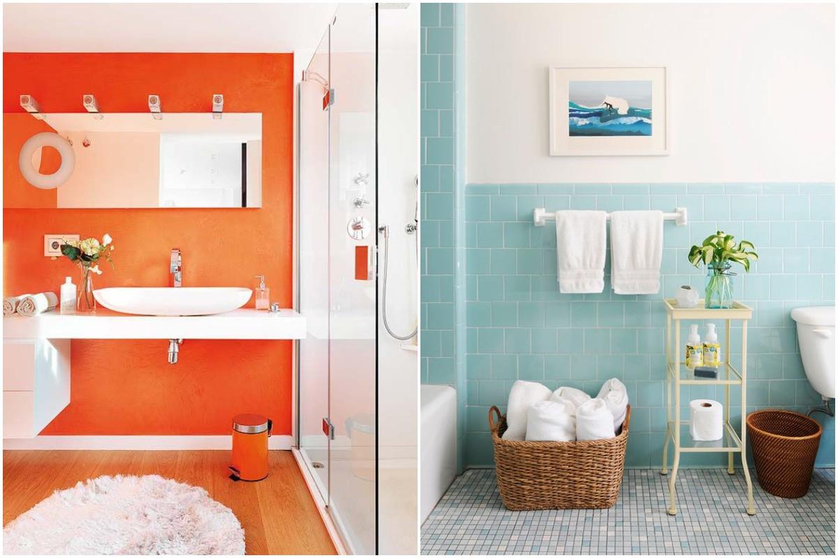 Едноцветна баня в ярки цветове