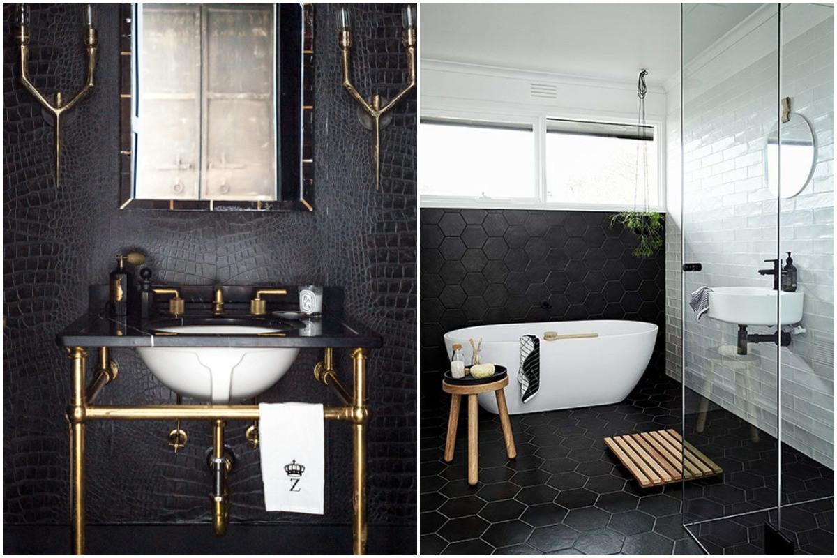 Едноцветна баня в черно