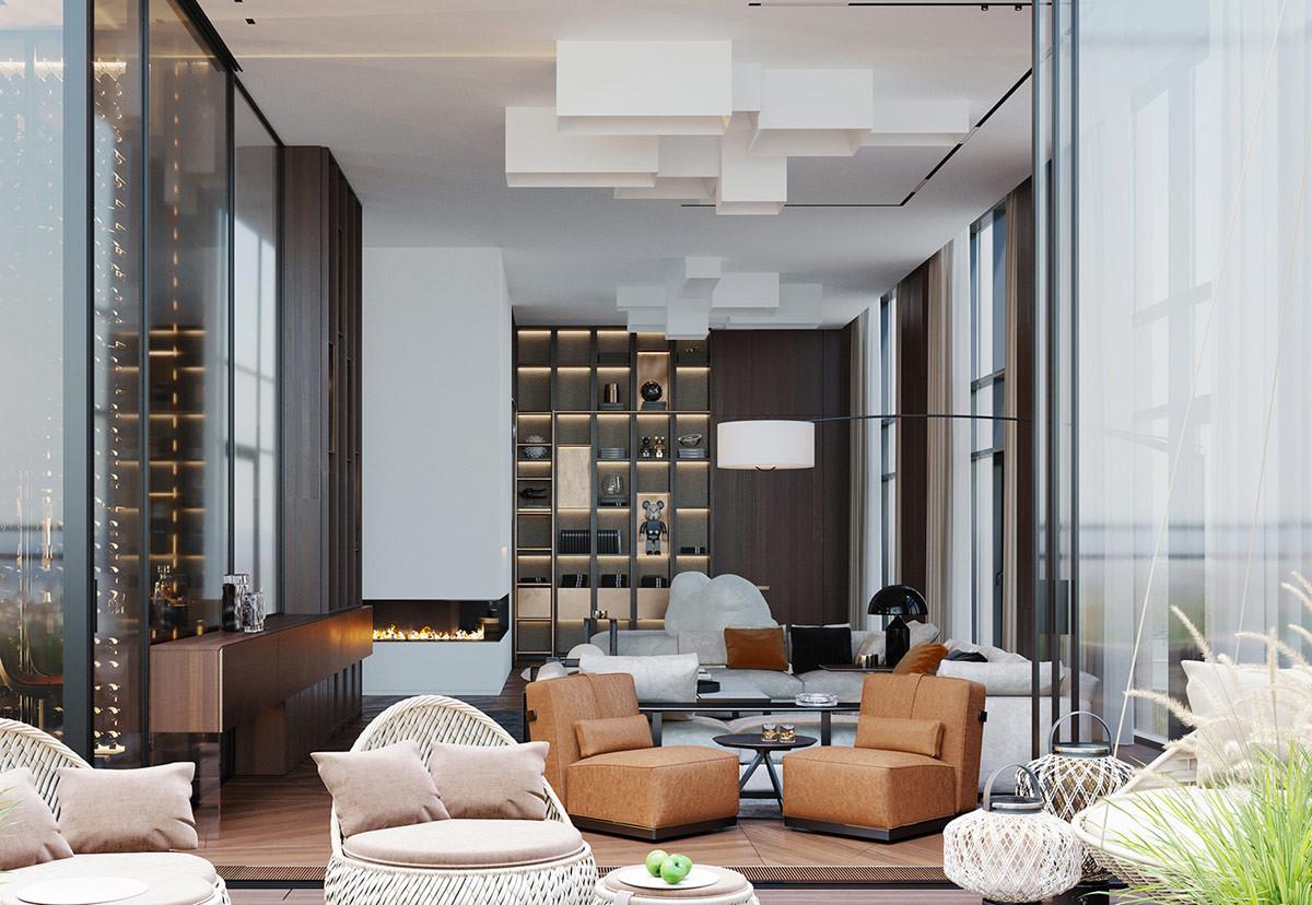 Огромна библиотека, част от дневната