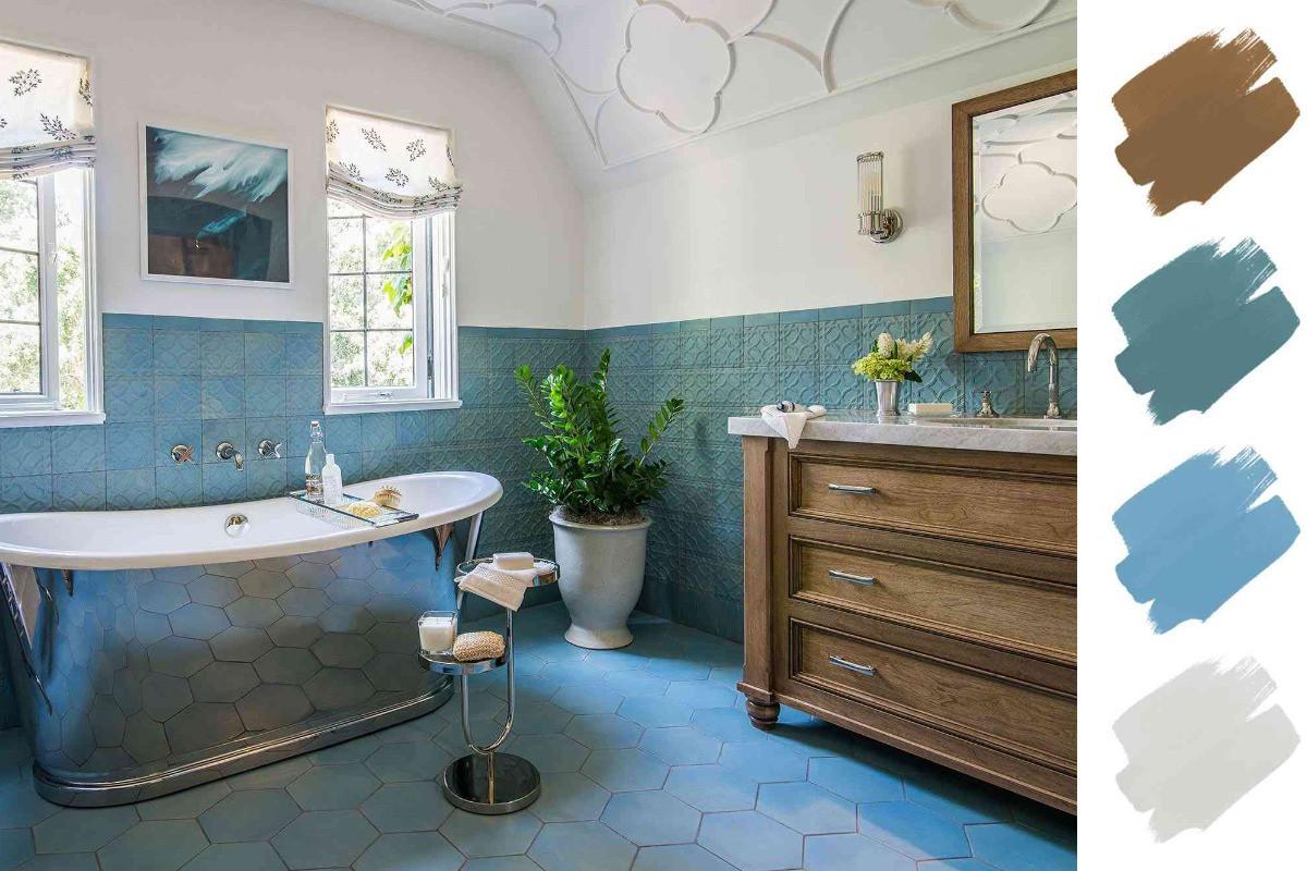 Синьо, бяло и кафяво