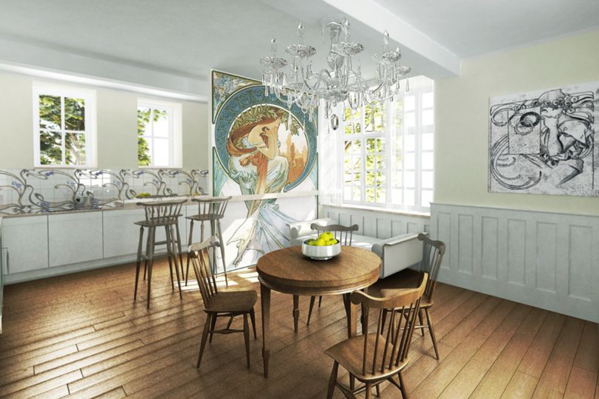 Под, стени и таван на кухня стил Ар-Нуво