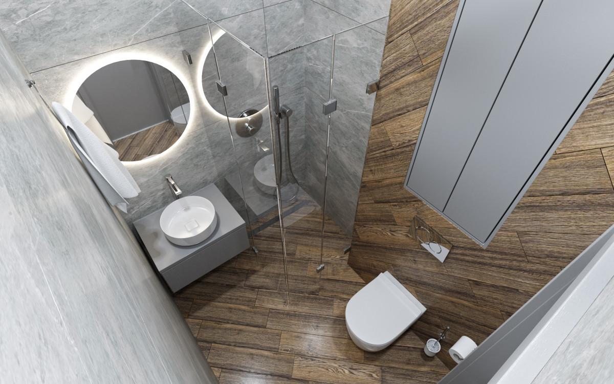 Проект на WC и баня под 5 кв.м.