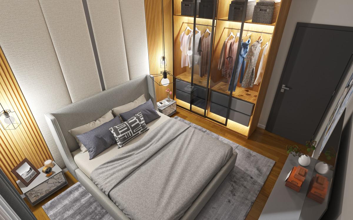 Проект на спалня с гардеробно помещение