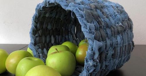 Направи си сам разкошен плетен кош от дънки